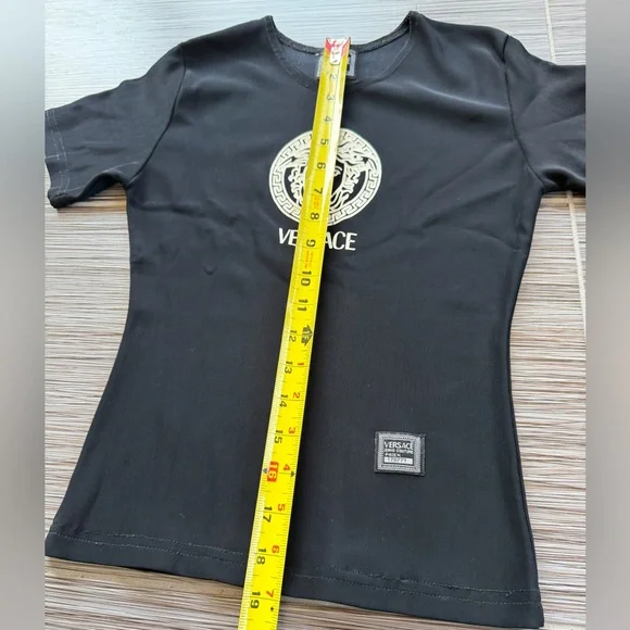 Versace Black Short-Sleeve Tee with White Medusa Logo Size Small - Picture 7 of 7